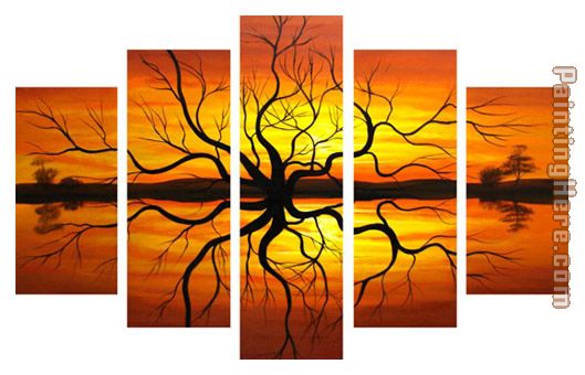 Sunset Reflection painting - landscape Sunset Reflection art painting